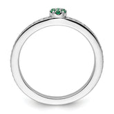 14k White Gold Stackable Expressions Created Emerald/Diamond Ring